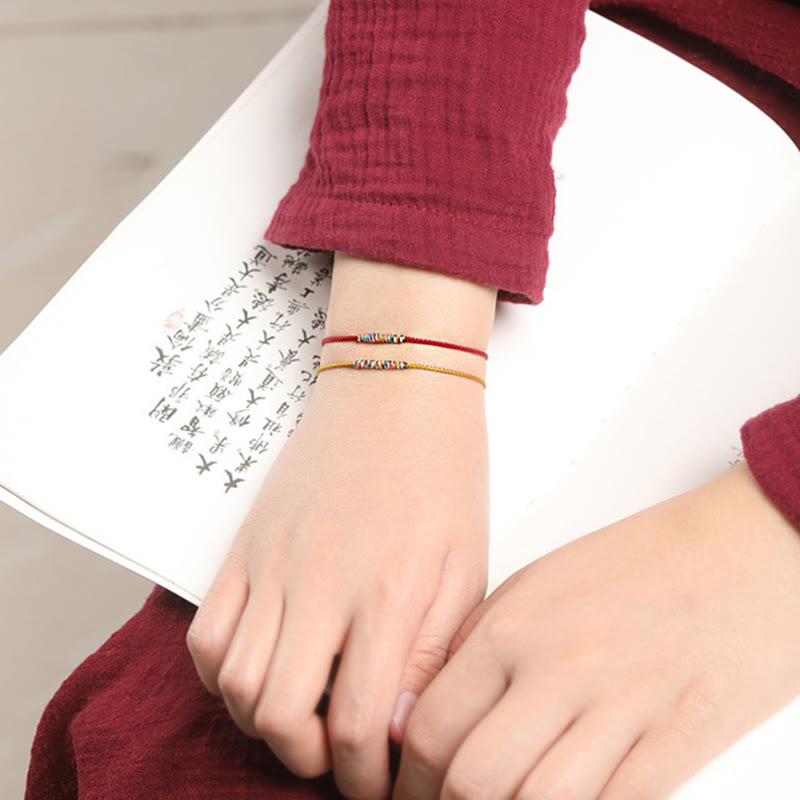 Buddha Stones tybetańskie ręcznie robione zielony awenturyn ochrona szczęścia bransoletka pleciona lina