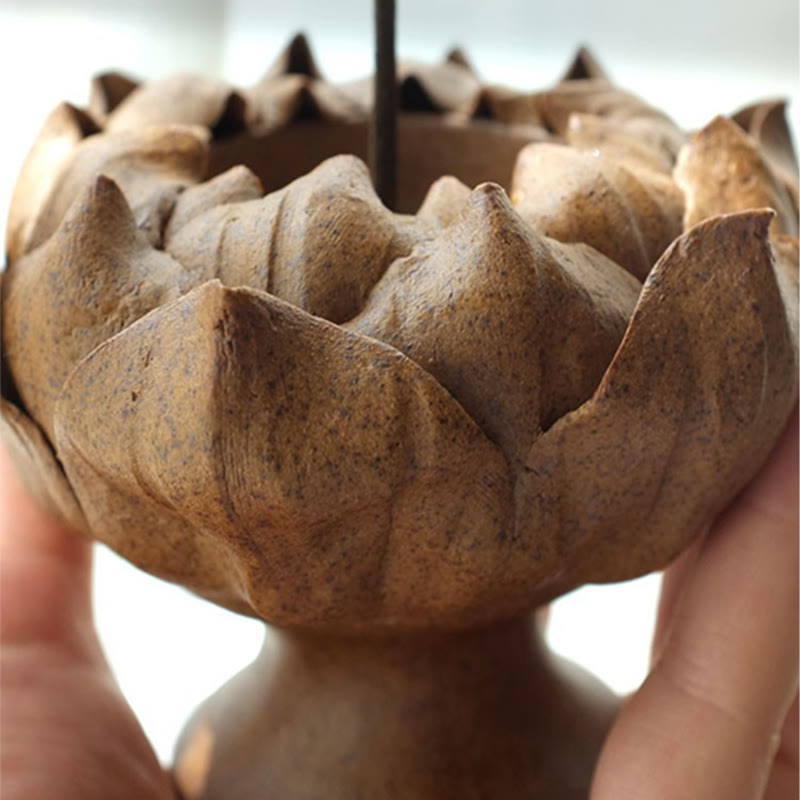 Buddha Stones Kwiat Lotosu Ceramiczny Świecznik Kadzielnica Domowa Ofiara Dekoracja