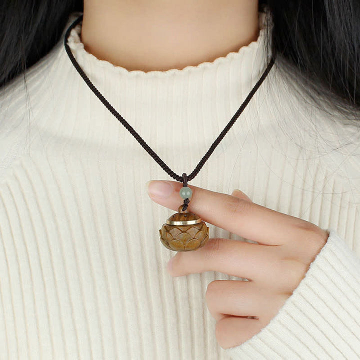 Buddha Stones Tybet Zielony Sandałowiec Palisander Om Mani Padme Hum Lotus Pozytywny Uspokajający Naszyjnik Wisiorek - image 10