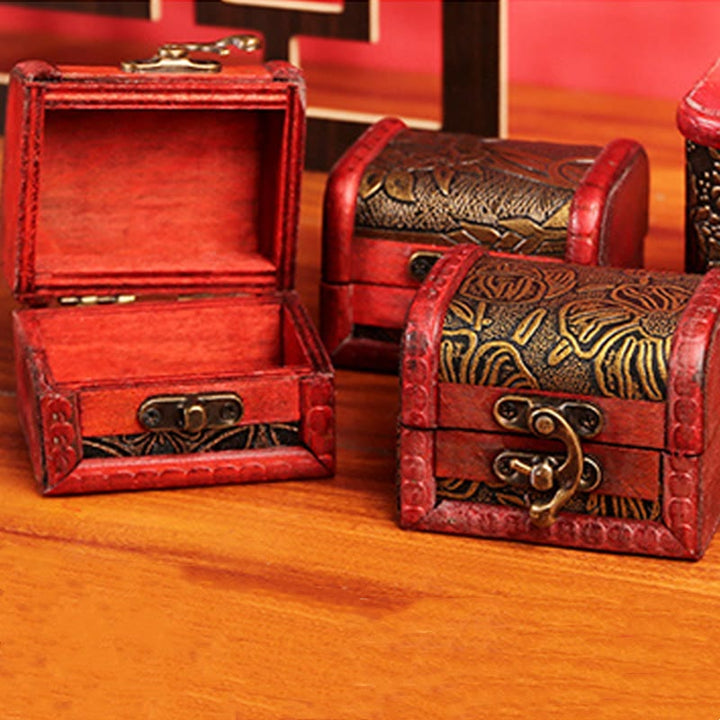 Buddha Stones Retro Małe Drewniane Pudełko Na Biżuterię Lotos Złote Winogrona Miedziana Moneta Żonkil Trawa Kwiat Pudełko Do Przechowywania Biżuterii