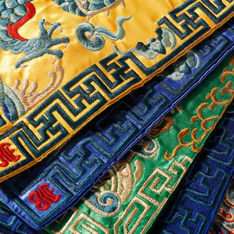 Buddha Stones Feniks Smok Kirin Haftowana Podkładka Pod Kubek Pod Kubek Pod Herbatę Kwadratowa Mata Pod Herbatę Kung Fu