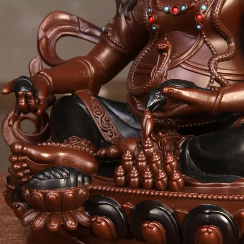 Żółta figurka Bodhisattwy Jambhala Współczucie Miedziana statua Dekoracja domowego biura