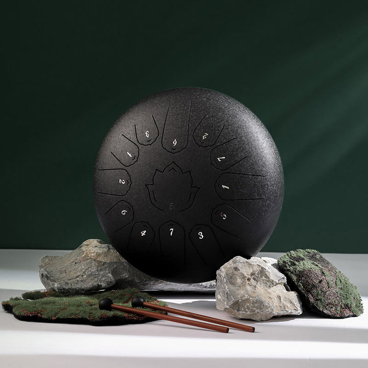 Buddha Stones stalowy językowy Dźwięk uzdrawiający uważność wzór lotosu Joga zestaw perkusyjny 13 nut 12-calowy instrument perkusyjny