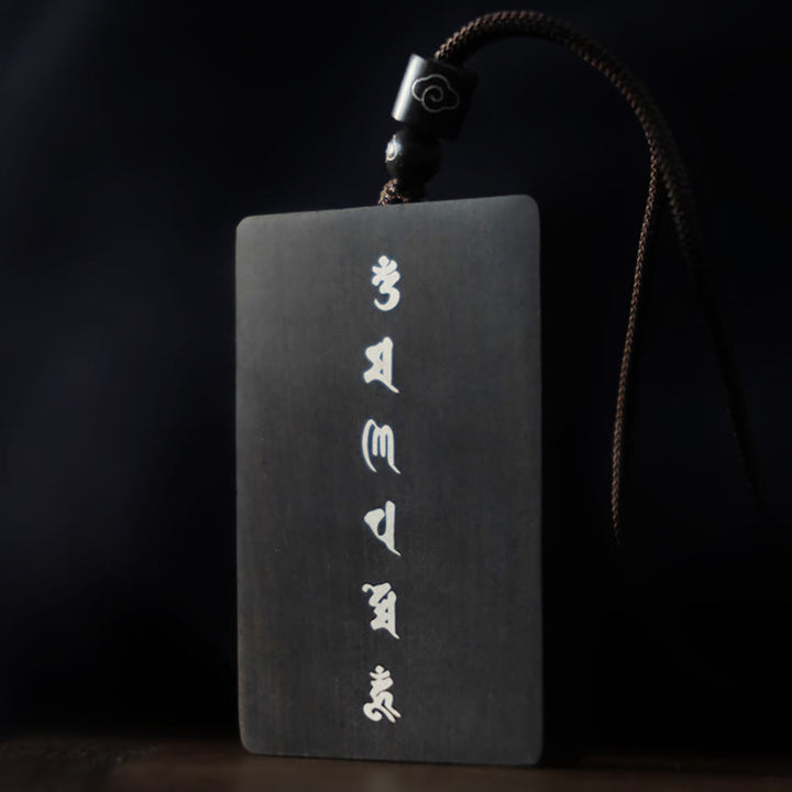 Buddha Stones 999 Srebro Sterlingowe Mały Liść Czerwony Sandałowiec Drewno Hebanowe Om Mani Padme Hum Intarsjowany Naszyjnik Ochronny Wisiorek - image 17