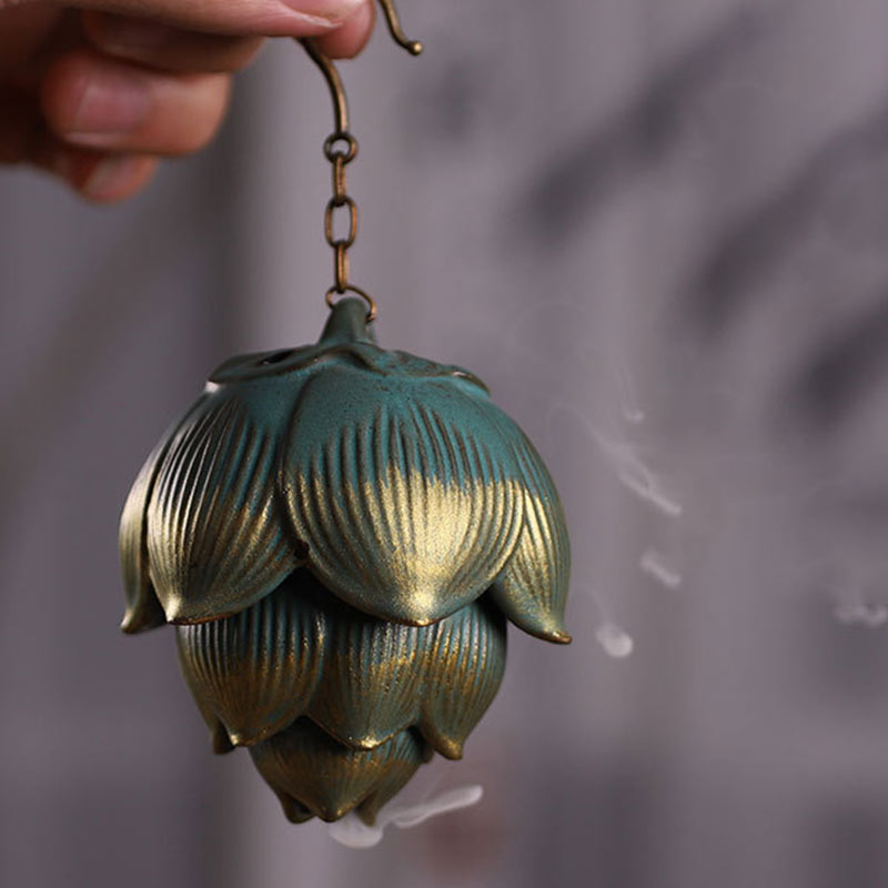 Buddha Stones Lotos Medytacja Wiszący Kadzielnica Dekoracja