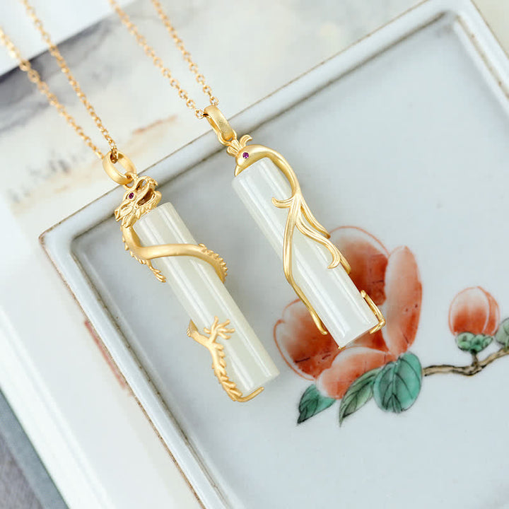 Buddha Stones Jade Dragon Phoenix Miedziany Naszyjnik Ochronny Wisiorek - image 2