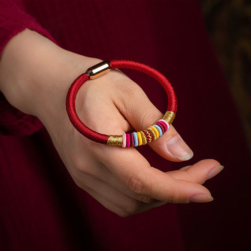 Buddha Stones Tybetańskie Ręcznie Robione King Kong Węzeł Ochrona Magnetyczna Zapięcie Bransoletka Pleciona