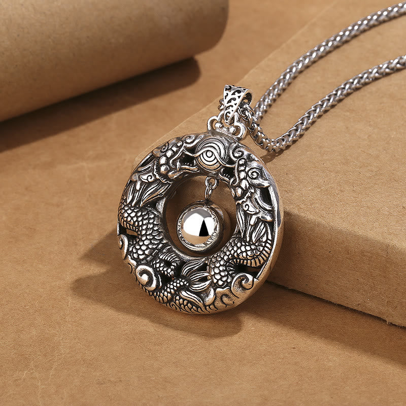 Naszyjnik z Buddha Stones Double Dragon Playing Bead z miedzianą ochroną - image 2