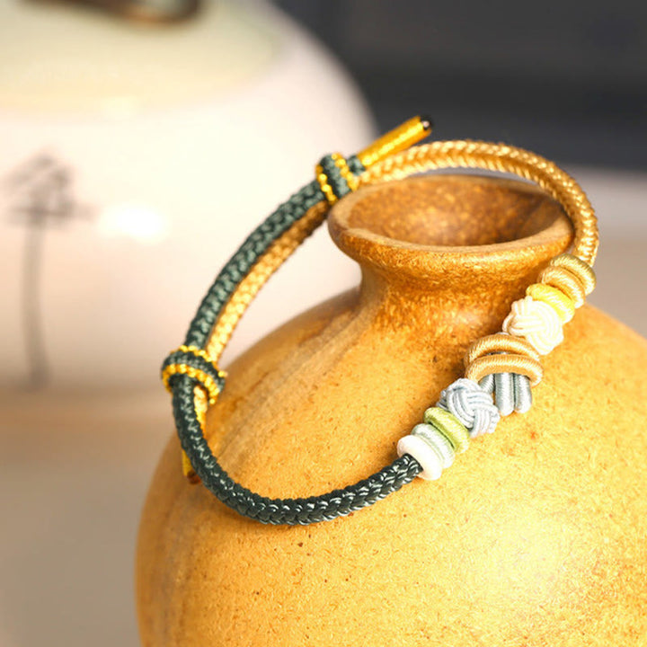 Bransoletka Buddha Stones Dwukolorowa Lina Ręcznie Robiona Osiem Nici Węzeł Pokoju Szczęście Połączenie