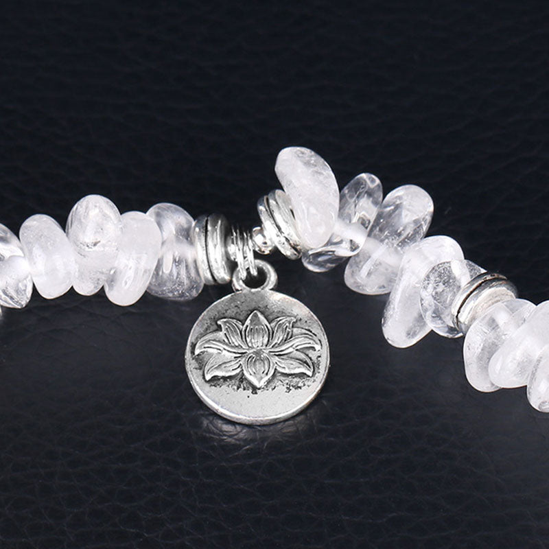 Bransoletka lecznicza Buddha Stones Natural White Crystal Lotus