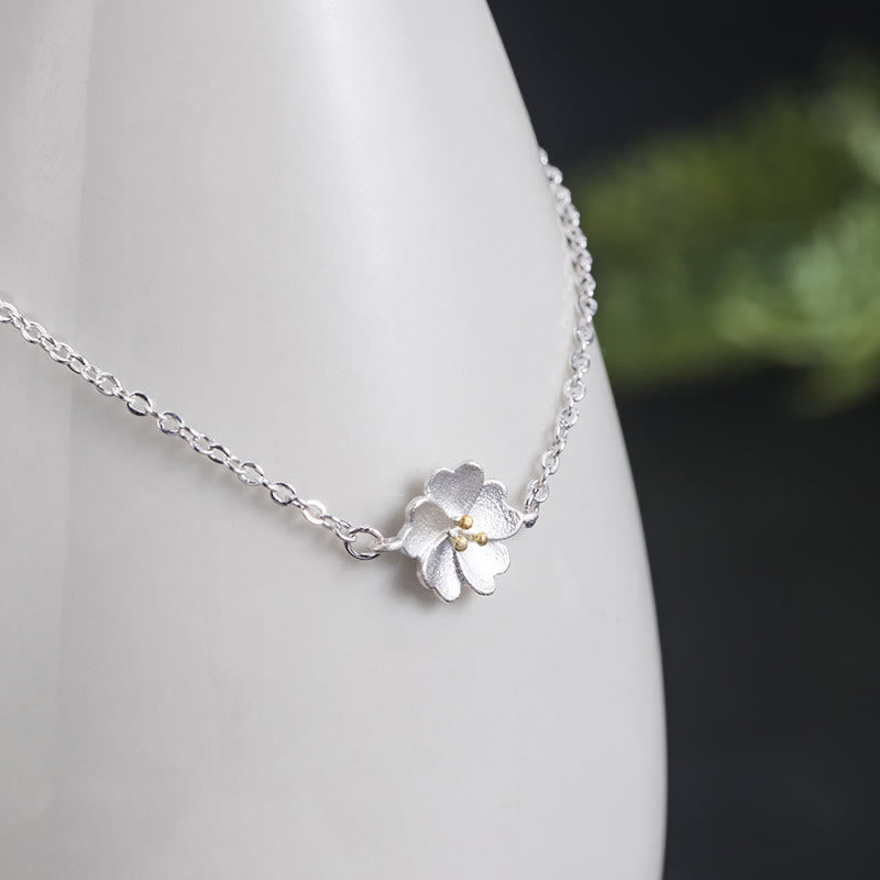 Bransoletka z łańcuszkiem z Buddha Stones 925 ze srebra próby 925 z motywem kwiatu wiśni