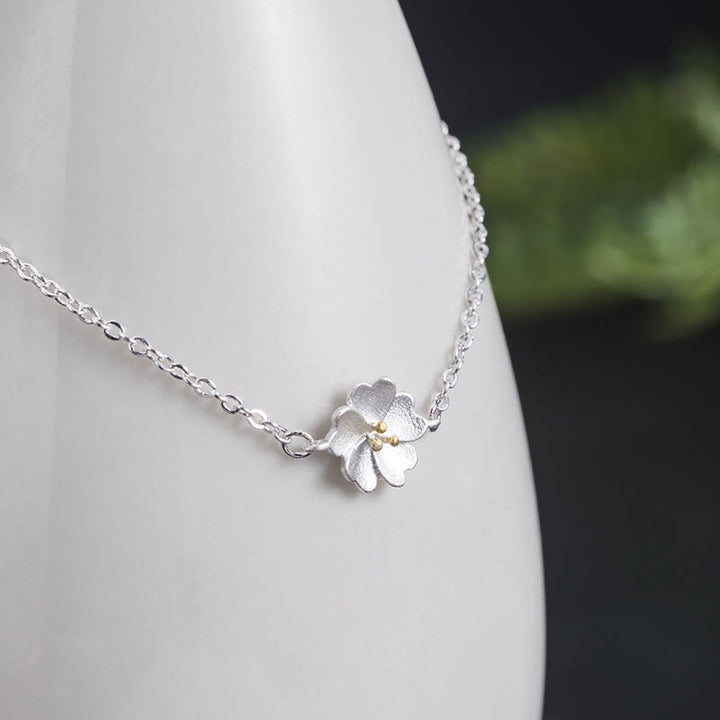 Bransoletka z łańcuszkiem z Buddha Stones 925 ze srebra próby 925 z motywem kwiatu wiśni