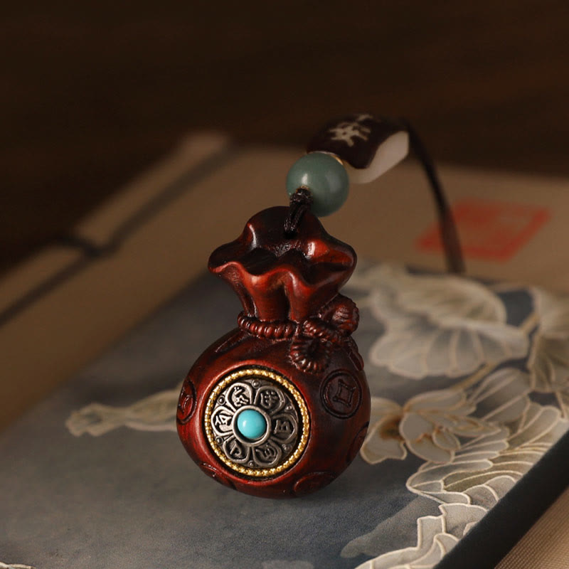 Buddha Stones Mały liść Czerwony sandałowiec Zielony sandałowiec Worek pieniędzy Om Mani Padme Hum Obrotowa ochrona wisząca dekoracja