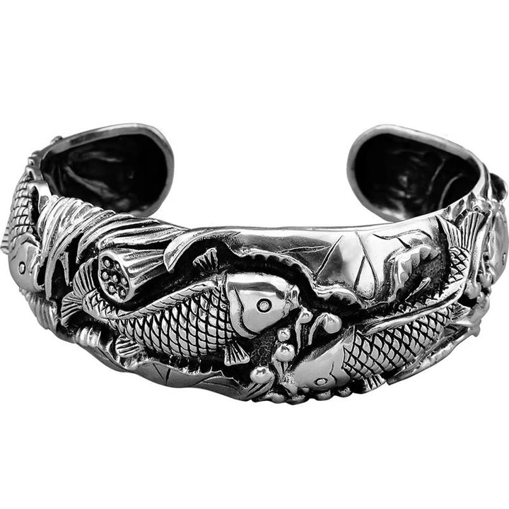 Buddha Stones Buddha Stones Ryba Koi Lotos Szczęście Bogactwo Bransoletka Bangle