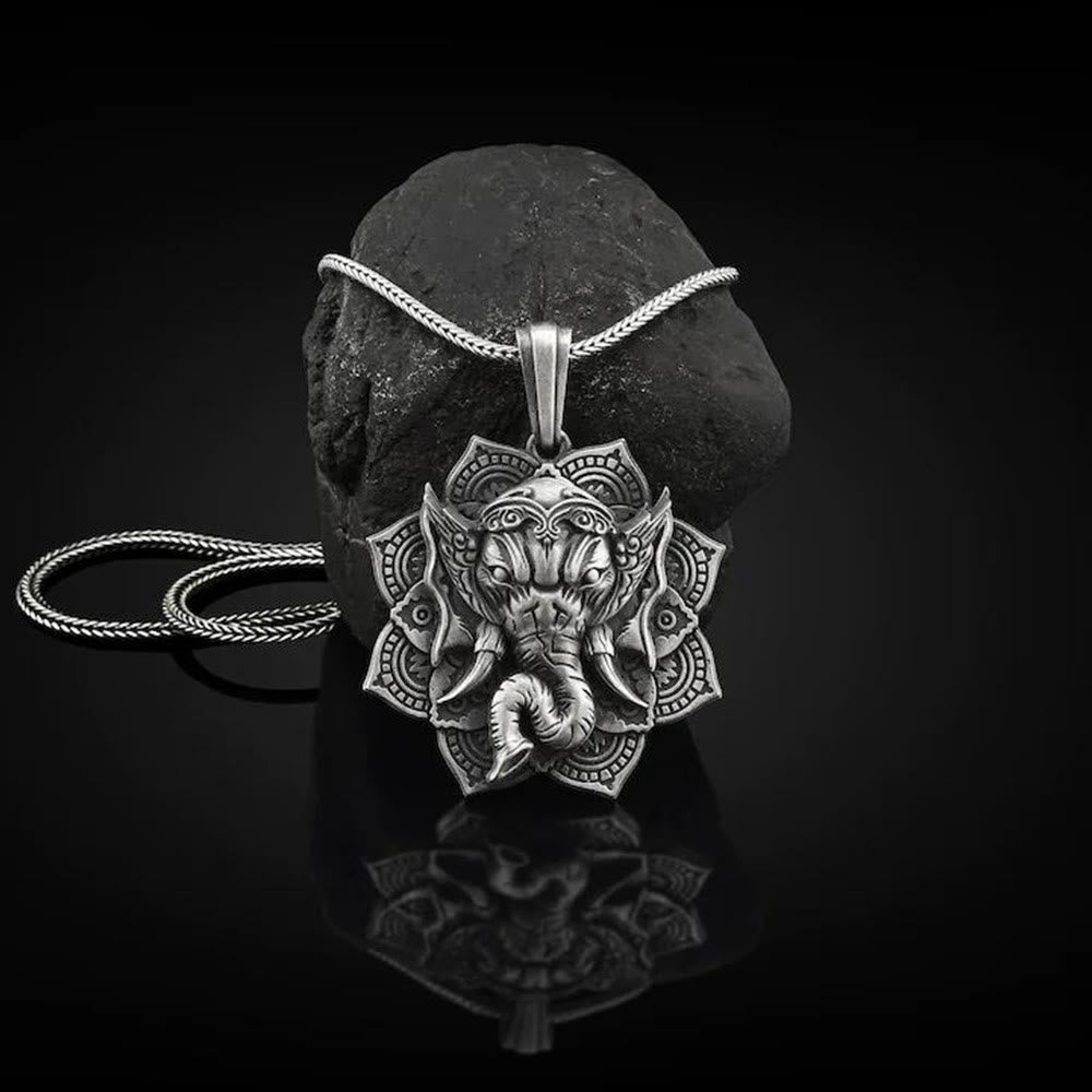 Buddha Stones Czysta Cyna Ganesh Ganpati Ochrona Słonia Amulet Naszyjnik Wisiorek - image 2
