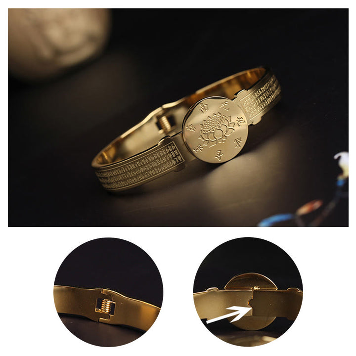 Buddha Stones Yin Yang Lotos Om Mani Padme Hum Mantra Bransoletka Harmonia ze stali tytanowej