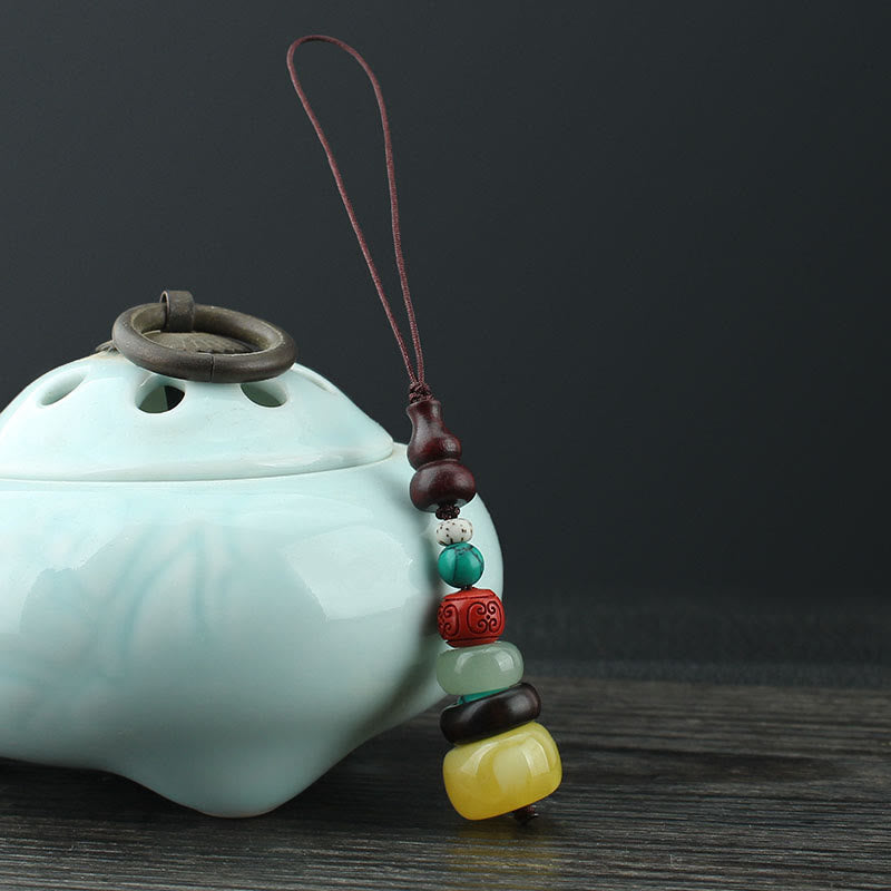 Zielony sandałowiec hebanowy tykwa siedmiowarstwowa pagoda pozytywna dekoracja telefonu wiszącego