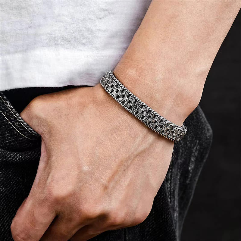 Buddha Stones Tybetańskie Om Mani Padme Hum Dynastia Tang Kwiatowy Wzór Miedziany Łańcuszek Pokoju Bransoletka