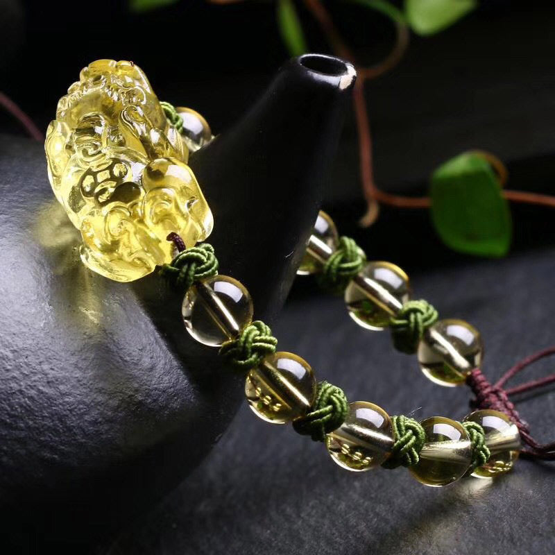 Bransoletka chroniąca bogactwo z Buddha Stones Naturalny cytryn PiXiu