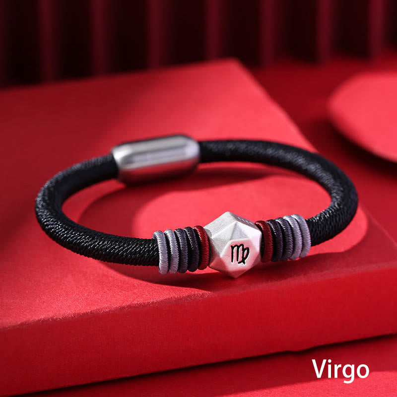 Buddha Stones 999 Srebro Sterling 12 Konstelacji Zodiaku Błogosławieństwo Bransoletka Ręcznie Robiona