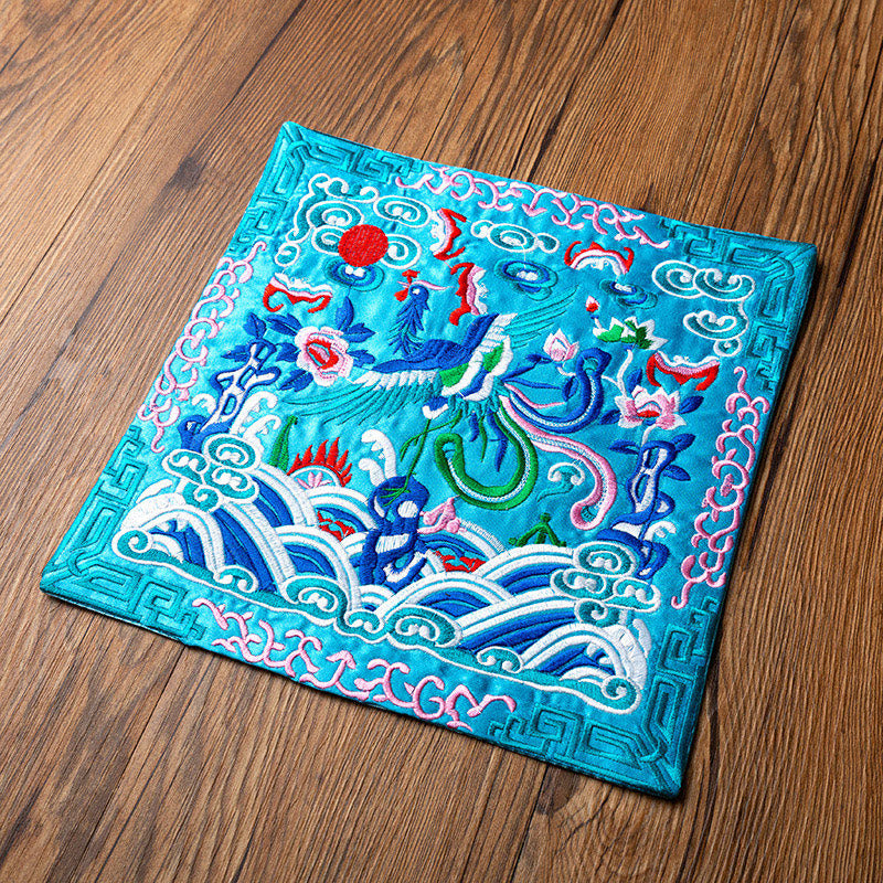 Buddha Stones Feniks Smok Kirin Haft Podkładka Pod Kubek Pod Kubek Herbaty Kung Fu Podkładka Pod Kubek Herbaty