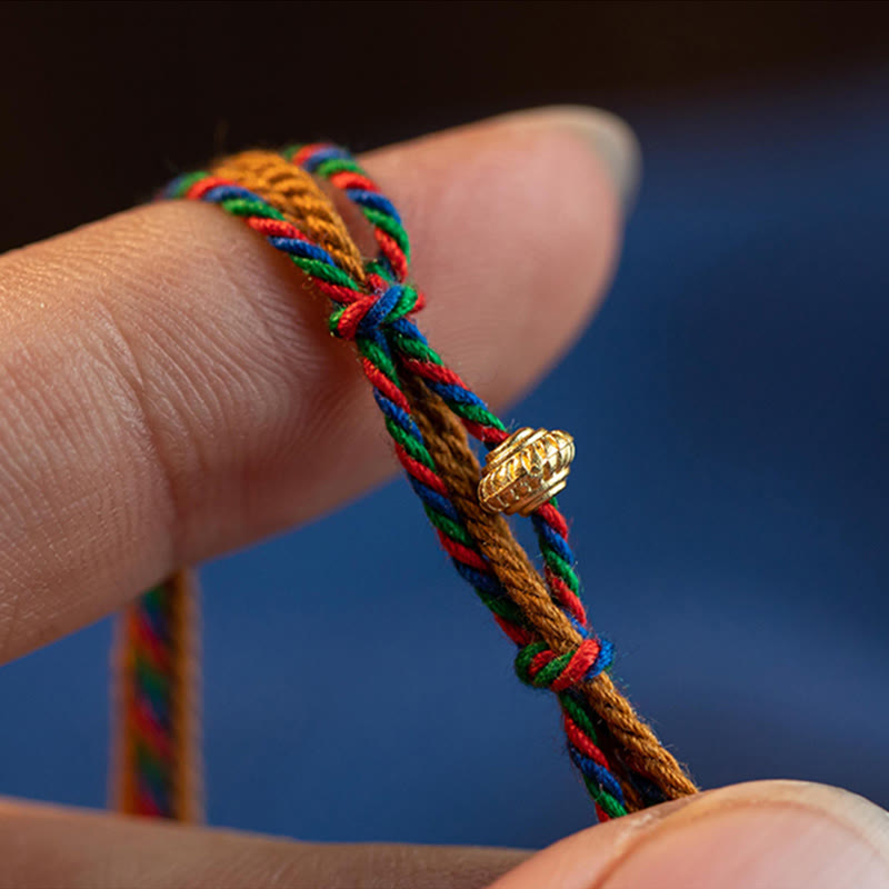Buddha Stones Tybetańskie Ręcznie Robione Om Mani Padme Hum Koło Modlitewne Ochrona Siła Bransoletka Sznurkowa