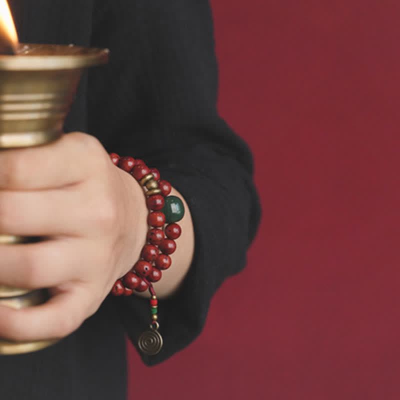 Bransoletka Bodhi Seed Cyan Jade Copper Peace Luck