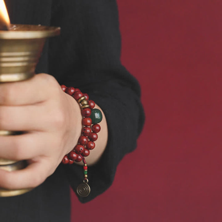 Bransoletka Bodhi Seed Cyan Jade Copper Peace Luck