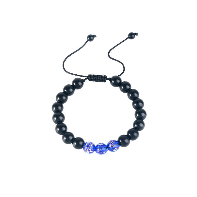 Bransoletka Buddha Stones Black Obsidian Luminous Glowstone Strength