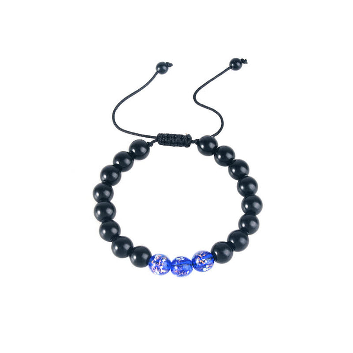 Bransoletka Buddha Stones Black Obsidian Luminous Glowstone Strength