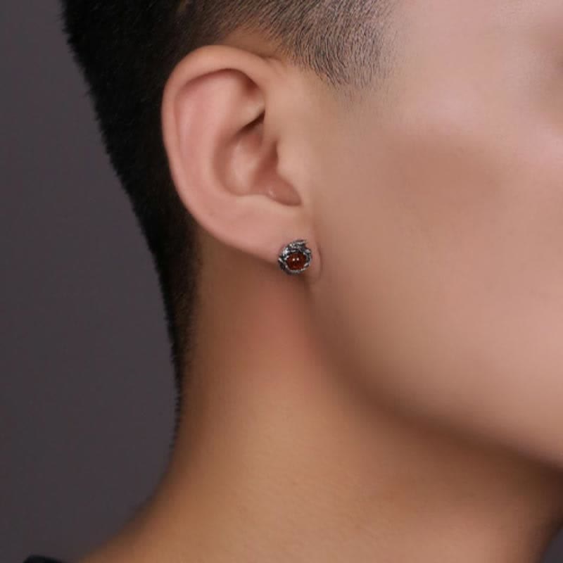 Buddha Stones 925 Srebro Sterling Naturalny Bursztyn Smok Sukces Ochrona