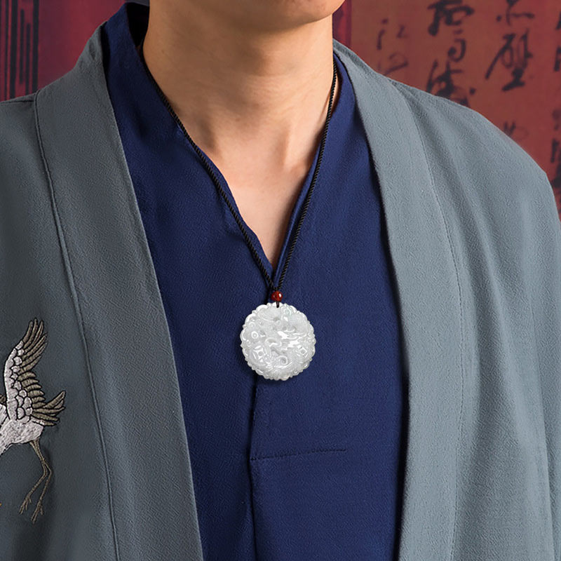 Naszyjnik z Buddha Stones z białego jadeitu, ochrona smoka, wisior sznurkowy - image 3