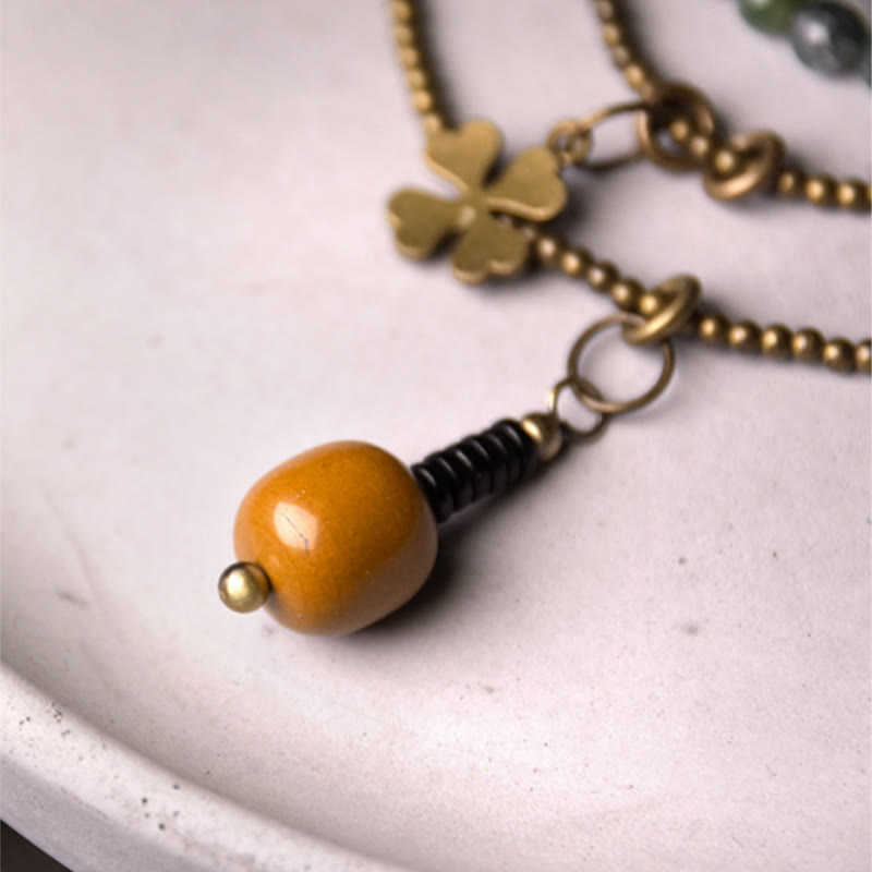 Bransoletka Buddha Stones Kamienie Agat Mchu Miedź Szczęście Wielowarstwowa