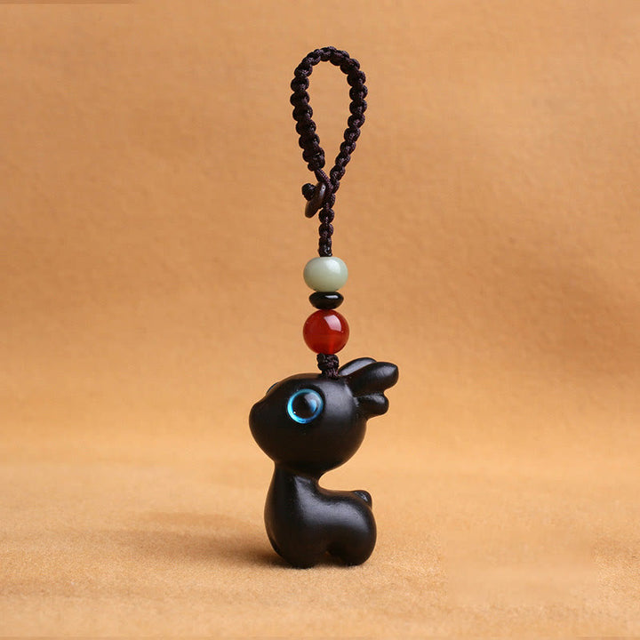 Buddha Stones sandałowe Małe liście Czerwone drzewo sandałowe Drewno hebanowe Zielone drzewo sandałowe Szczęśliwy mini jeleń Rzeźbiony Ochrona Brelok Telefon Wiszący Dekoracja