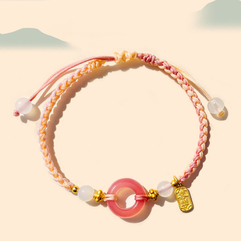 Buddha Stones Pokój i Radość Agat Klamra Pokoju Pomyślna Bransoletka Ręcznie Robiona Pleciona