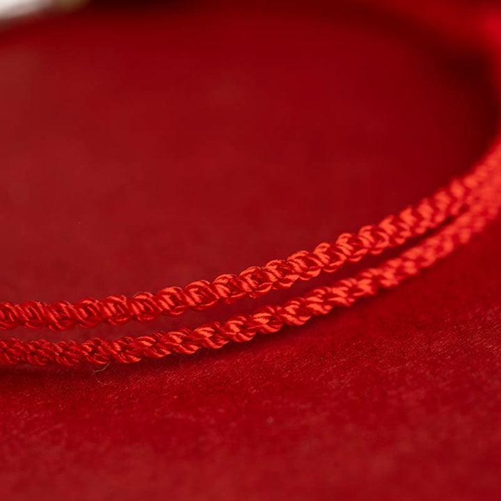 Buddha Stones 925 Srebro Sterling Ryba Koi Koralik Cynober Bogactwo Ręcznie Robiona Bransoletka Pleciona Bransoletka na Nogę