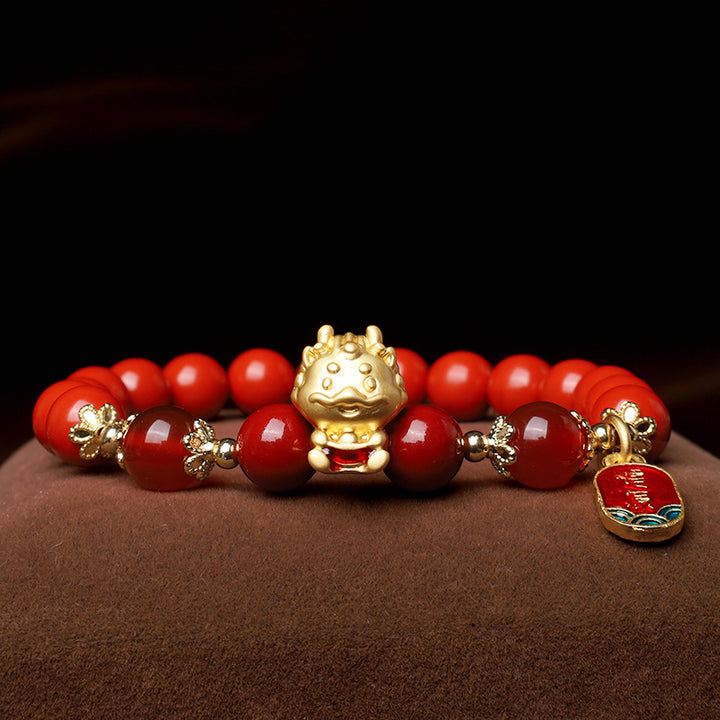Bransoletka ochronna z Buddha Stones Rok Smoka Naturalny Cynober