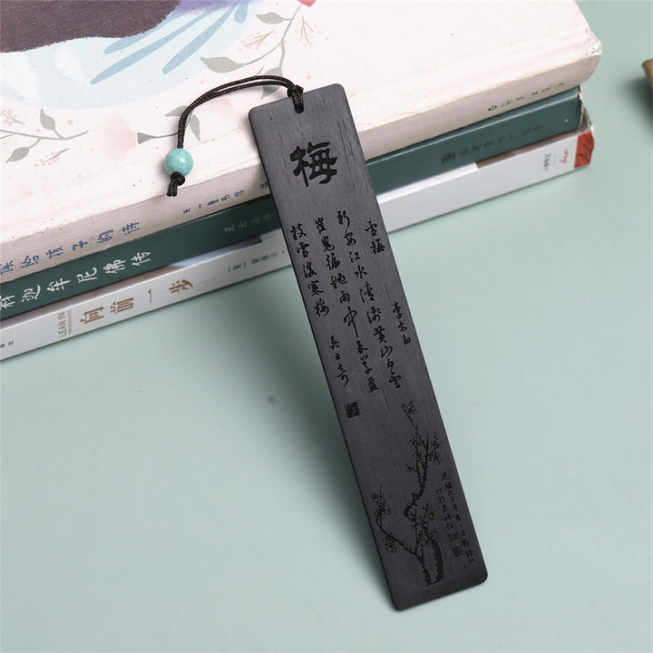 Zakładki do książek z Buddha Stones, śliwką, orchideą, bambusem i chryzantemą, z pudełkiem prezentowym