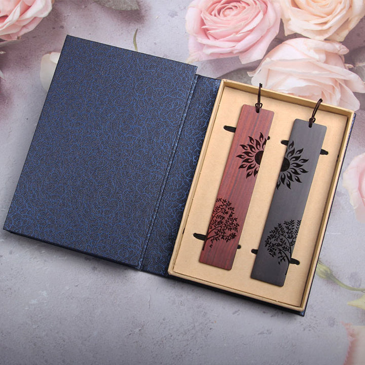 Buddha Stones Drzewo Słoneczne Drewno Hebanowe Małe Liście Czerwone Drzewo Sandałowe Zakładki Z Pudełkiem Prezentowym