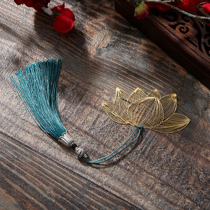 Buddha Stones Kwiat Lotosu Nowy Początek Metal Mosiądz Pusta Zakładka