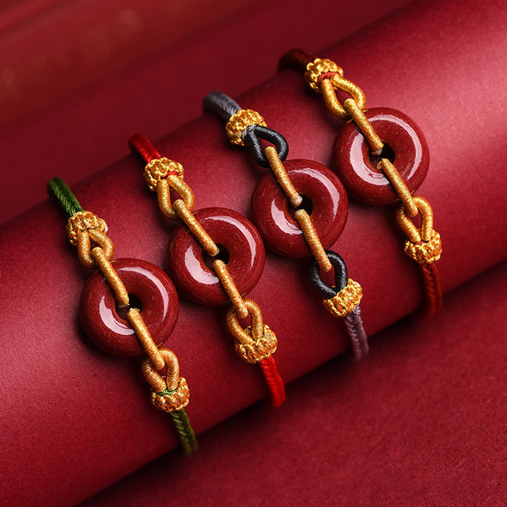 Bransoletka pleciona z ręcznie robionej klamry Cinnabar Peace Buddha Stones