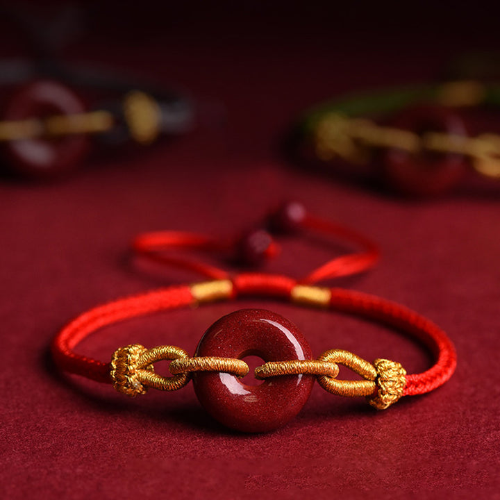 Bransoletka pleciona z ręcznie robionej klamry Cinnabar Peace Buddha Stones