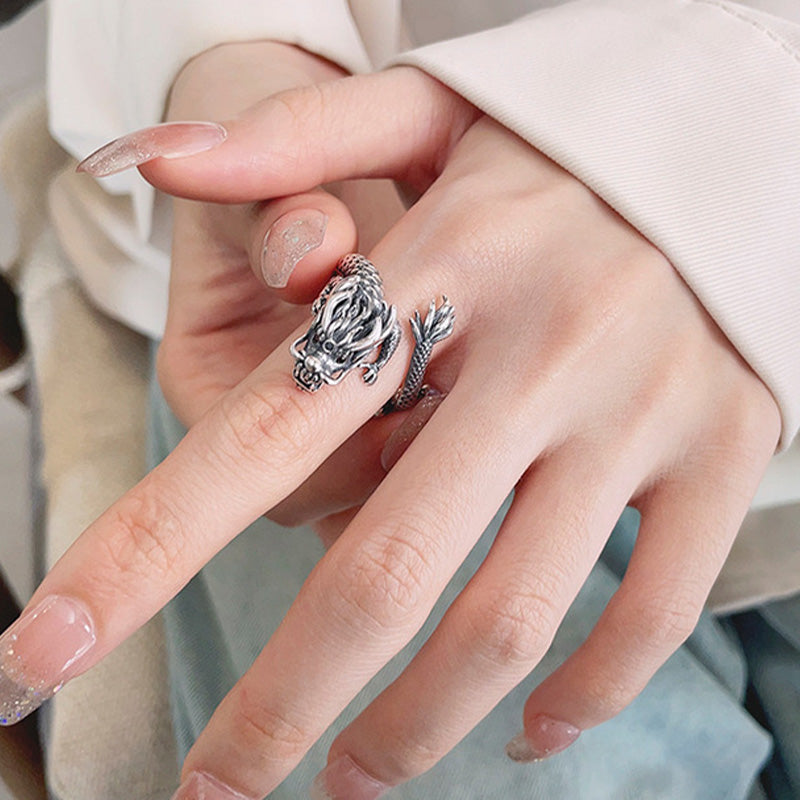 Pierścionek metalowy Buddha Stones Vintage 925 Sterling Silver Year Of the Dragon Design Luck - image 6