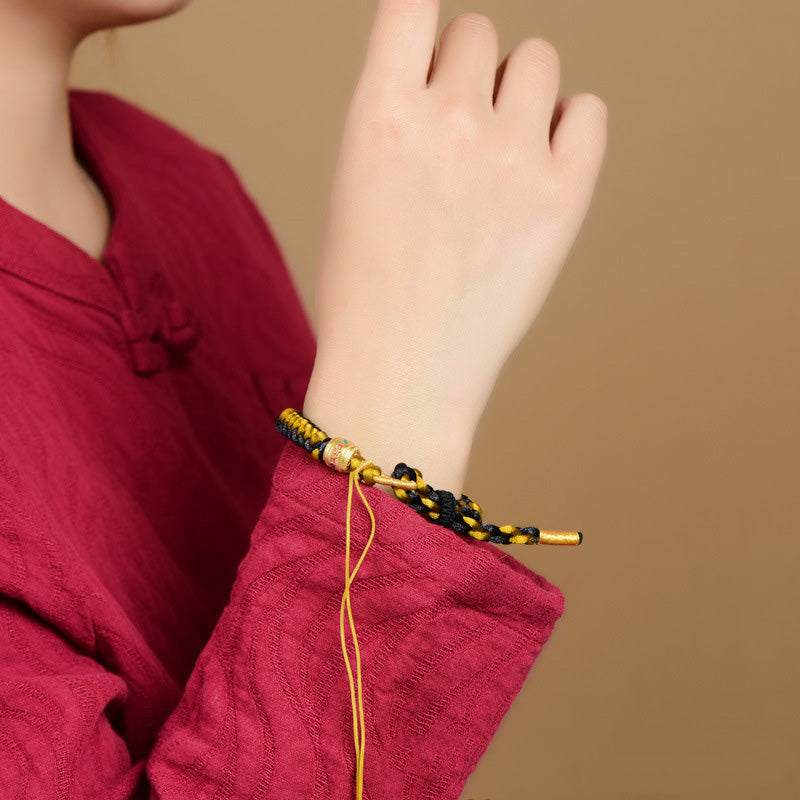 Buddha Stones ręcznie robione tybetańskie czarne złoto smocza łuska Om Mani Padme Hum bransoletka czystości