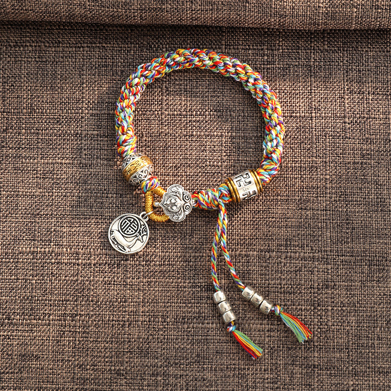 Buddha Stones ręcznie robione tybetańskie Om Mani Padme Hum Fu Charakter Szczęście Fortuna Bransoletka pleciona