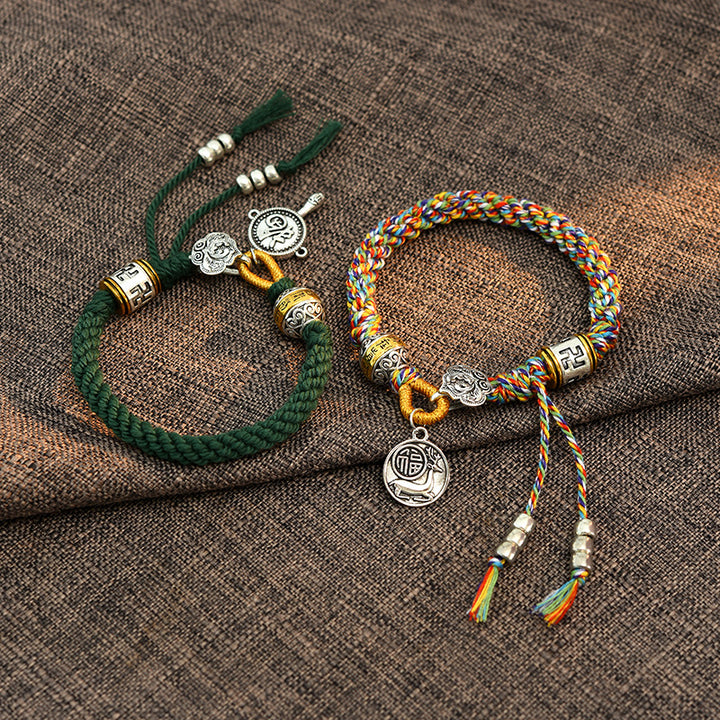 Buddha Stones ręcznie robione tybetańskie Om Mani Padme Hum Fu Charakter Szczęście Fortuna Bransoletka pleciona