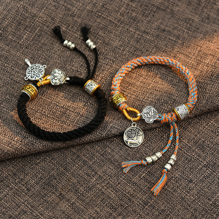 Buddha Stones ręcznie robione tybetańskie Om Mani Padme Hum Fu Charakter Szczęście Fortuna Bransoletka pleciona