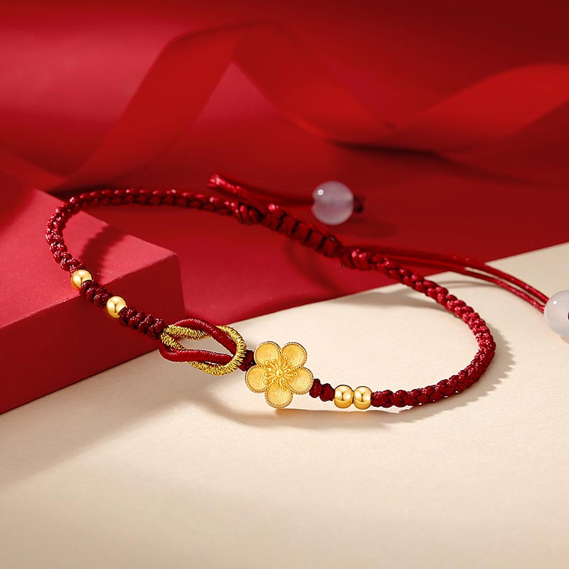 Buddha Stones Ręcznie Robione 925 Srebro Sterlingowe Kwitnąca Wiśnia Sakura Chalcedon Bransoletka Szczęścia