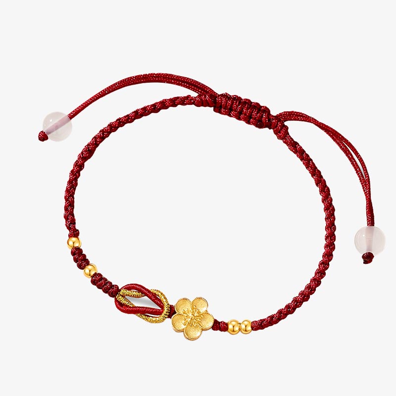 Buddha Stones Ręcznie Robione 925 Srebro Sterlingowe Kwitnąca Wiśnia Sakura Chalcedon Bransoletka Szczęścia