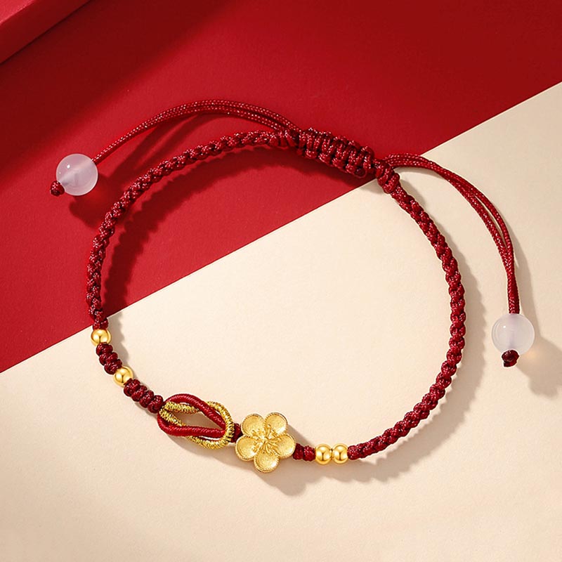 Buddha Stones Ręcznie Robione 925 Srebro Sterlingowe Kwitnąca Wiśnia Sakura Chalcedon Bransoletka Szczęścia